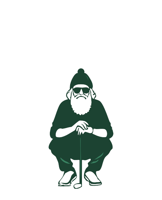 Mulligan's mascot frame 01: crouching reading the green
